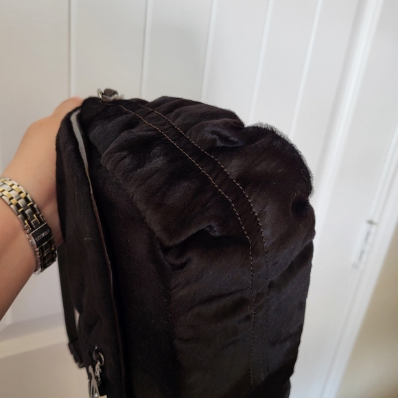 New Chanel Pony Hair Shoulder Bag Leather Black with Silver CC - Picture 12 of 15